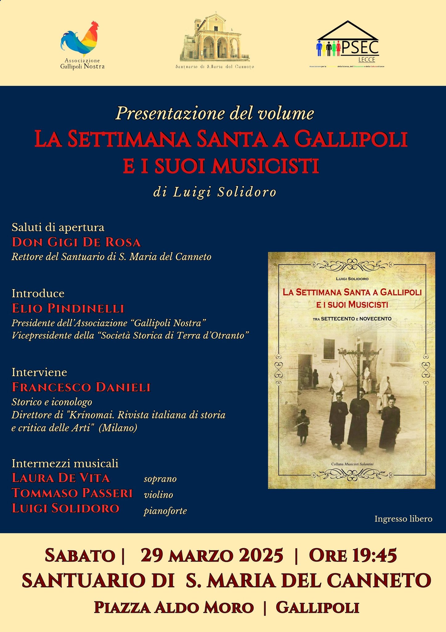 locandina presentazione libro di Luigi Solidoro Settimana Santa Gallipoli